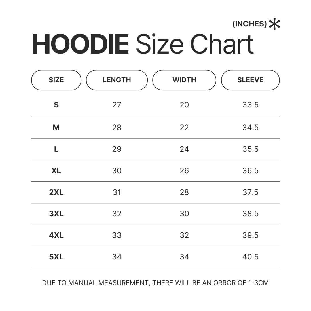 Hoodie Size Chart - Jschlatt Merch