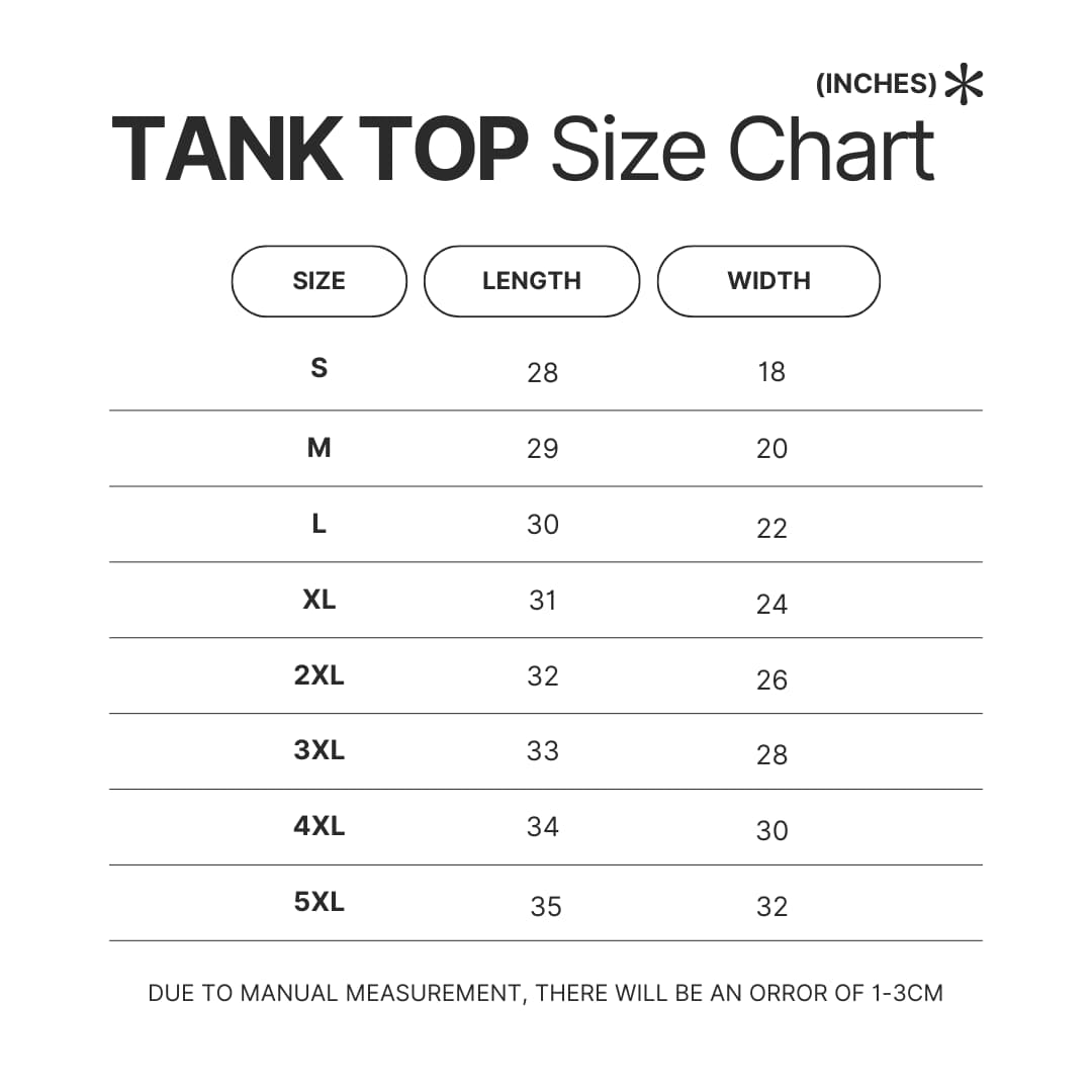 Tank Top Size Chart - Jschlatt Merch