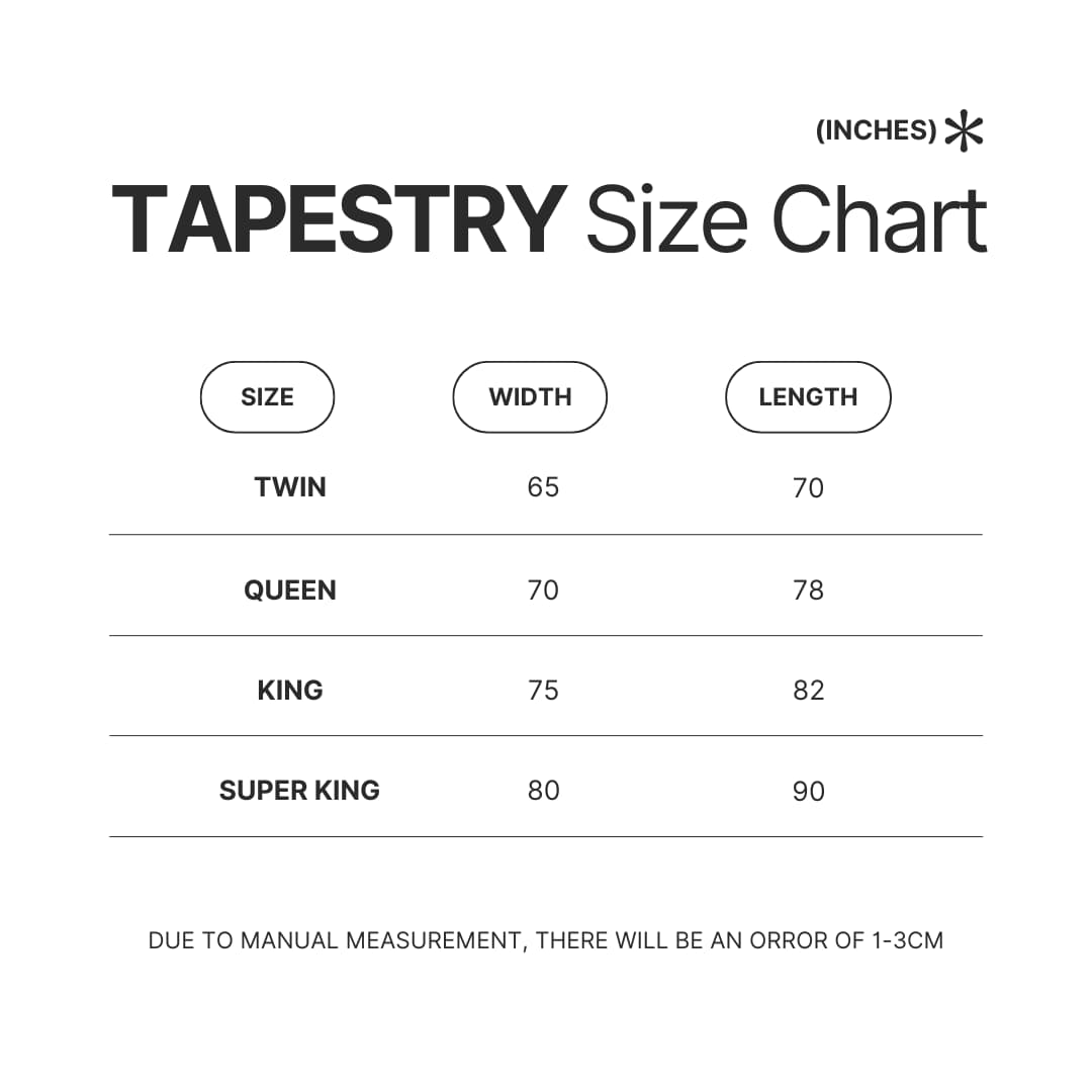 Tapestry Size Chart - Jschlatt Merch