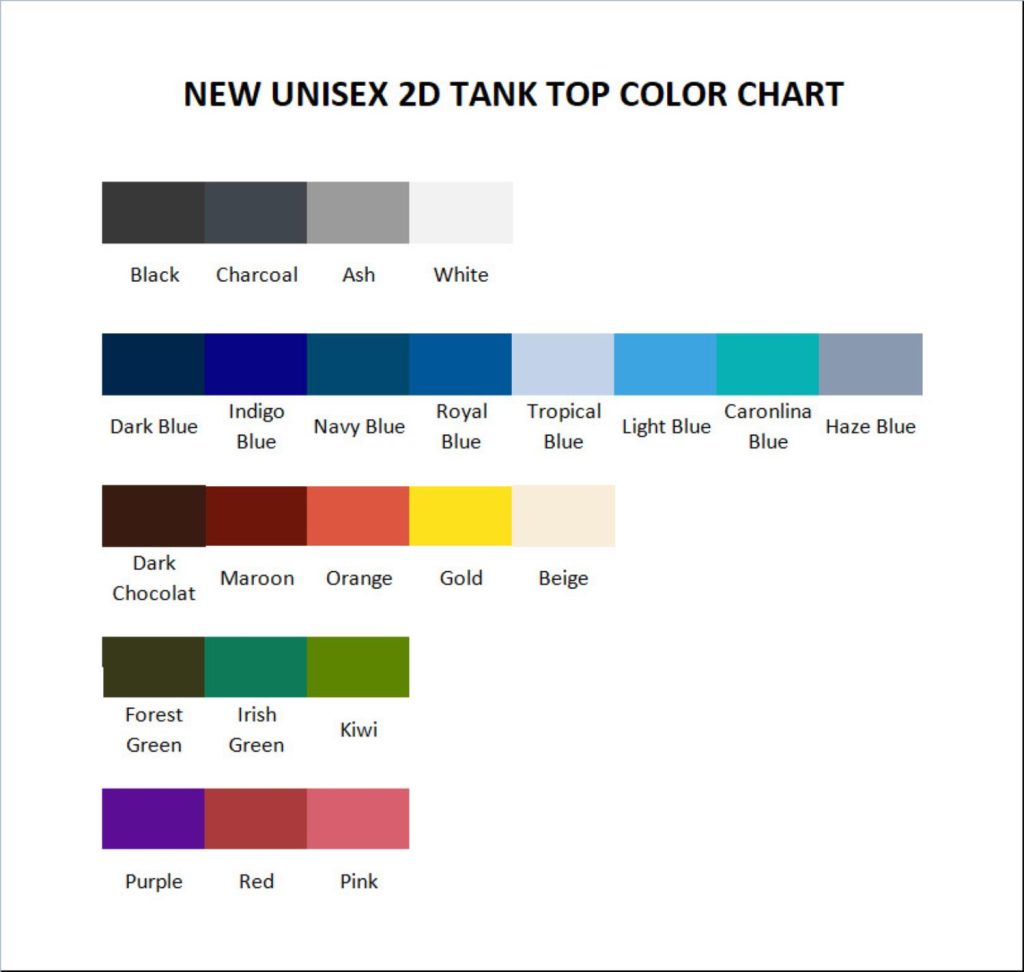 tank top color chart - Jschlatt Merch